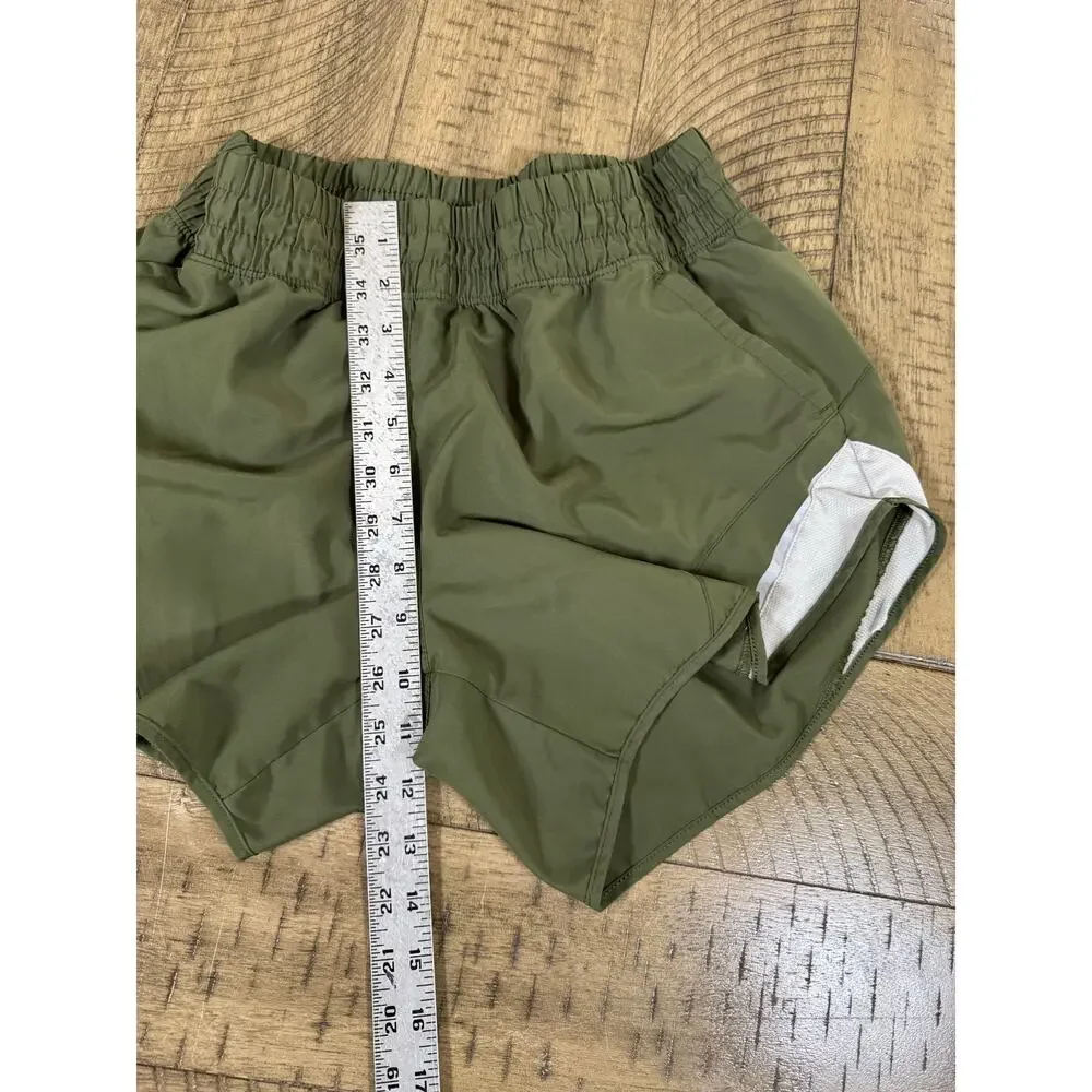 Women’s Athletic Running Shorts Olive Green Size M Lined Workout